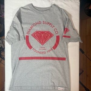 Diamond Supply Co. Gray and Red Short Sleeve Tee
